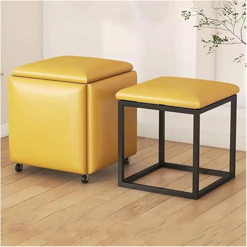 Sedia a cubo 5 in 1, impilabile, sgabello pieghevole in pelle, per soggiorno e sala da pranzo, mobili versatili e salvaspazio
