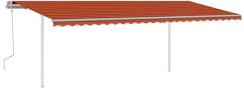 Store à bras articulé 6 x 3 m rétractable avec poteaux en aluminium et fer revêtu par pulvérisation, tissu 100 % polyester avec revêtement PU, parfait pour la terrasse, le jardin et le balcon