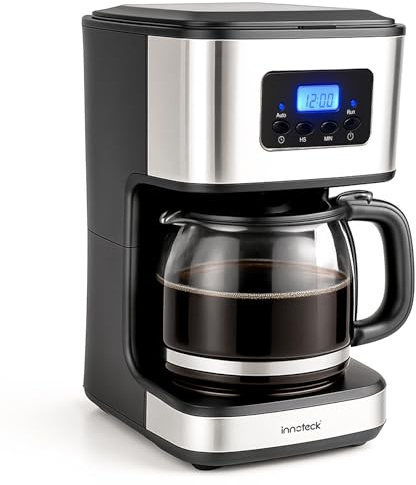Innoteck Programmable Filter Coffee Machine 1.5L – Drip Coffee Maker with Timer, 900W Fast Brewing, 40-Min Keep Warm, Anti-Drip System, Reusable Filter & Glass Carafe, for Instant Coffee, Espresso