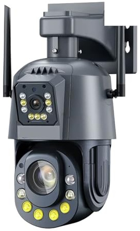TRPLFGHZ Security Camera, 50X Optical Zoom 6MP IP Camera Outdoor Dual Lens Two-Way Audio Wireles CCTV Surveillance Color Night Vision for Home Security(6MP NO SD Card)
