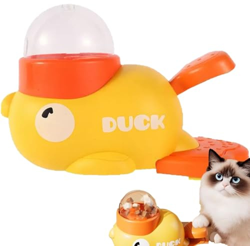 Generisch Fuzzibud Katzenspielzeug-Futterspender, Interaktiver Kleiner Gelber Enten-Puzzle-Langsamfütterer for Hunde, Geistige Stimulation Gegen Langeweile, Leicht Abspülbares Design