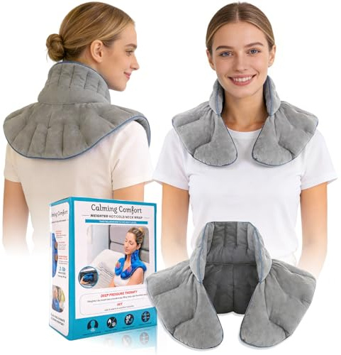 Körnerkissen Nacken Schulter Mikrowelle, 1.2kg Gewichtetes Wärmekissen Nacken, Warmes weiches Material, Lindert Nacken- und Schulterschmerzen (Grau)