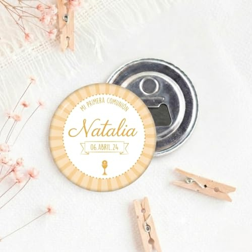 Bodapix Pack 10 Abrebotellas Personalizados con Foto e Imán para Invitados Cáliz | Regalos de Comunión, Boda y Bautizo