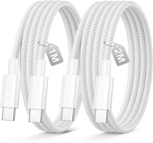 Cable USB C Carga Rapida 1M+2M, 60W Cabo USB C Cable Samsung Tipo C Compatible con iPhone 17/16/15/Pro/Plus/Pro Max, para Samsung Galaxy S24/S23/S22, para iPad Pro/Air/Mini etc