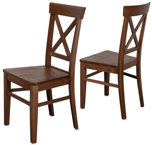 Staboos Esszimmerstühle 4er Set Massivholz Kernbuche, Nussbaum CH24 | bis 150 kg belastbar, fertig montiert, 100% Voll, Küchenstühle & Esstisch Stühle, für Wohnzimmer & Esszimmer