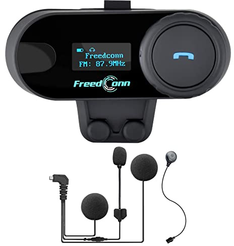 FreedConn Motorrad Intercom Bluetooth Headsets, T-COM SC 800M Motorradhelm Interphone Gegensprechanlage Kommunikationssysteme bis zu 3 Benutzer, LCD-Bildschirm, GPS, FM Radio.