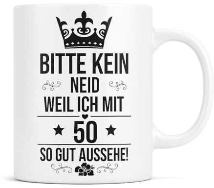 Tasse zum 50 Geburtstag Jahrgang 1976 geboren Keramik 375 Milliliter Mann Frau