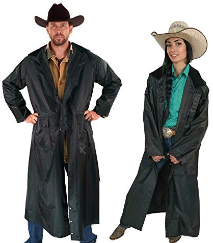 Southwestern Equine American Cowboy Saddle Slicker Plumeau Plumeau 100% Imperméable Pleine Longueur Unisexe, noir, 3X-Large