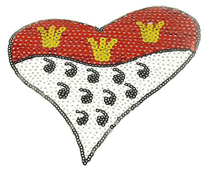Bügelbild Pailletten Köln Herz Wappen ca. 17x18,5 cm Karneval Kostüme
