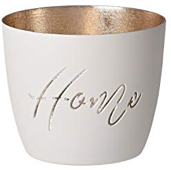 Gift Company Madras Windlicht M Home aus Eisen in der Farbe Weiß-Gold, Maße: 10cm x 10cm x 8,5cm, 1029804001