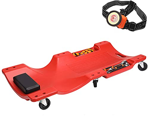 ARCH Mechaniker-Rollbrett Unter Dem Auto, Autoreparatur Gepolstert Mit Tragbarem Hubgriff, Weiche Lederschwamm-Kopfstütze Und -schärker, Werkstatt-Garagenhilfe (Color : Red, Size : 40inch)