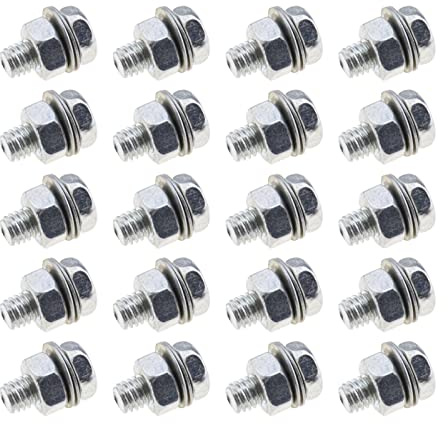 ECSiNG 20Pcs Bicycle Cable Anchor Bolts 6mm with Nuts and Washers for BMX Cross Bike Electric Bike Foldable Hybrid Kids Mountain Racing Trekking Bike Cycling Accessories Hex Head Screw