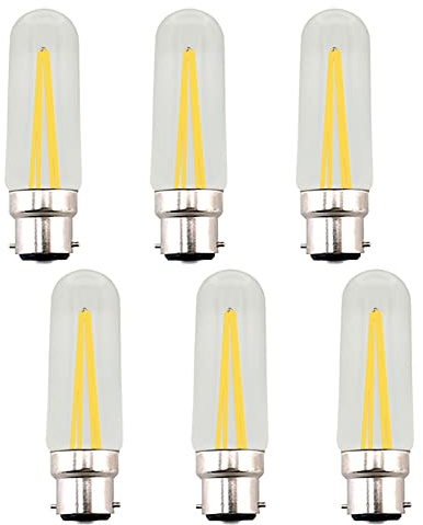 BesYouSel 4W Vintage Edison Filament Bulb B22 LED Light Bulb T30 Long Tubular Light Bulb(4W Halogen Bulb Equivalent) 2700K Warm White Bulb for Pendant Light Wall Lamp Night Light, Dimmable, 8 Pack