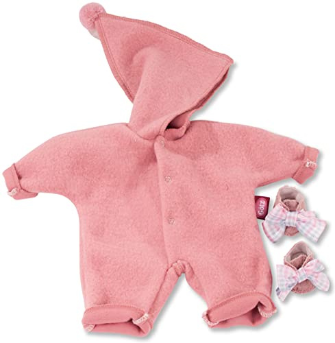 Götz 3403329 Babyanzug Zipfelmütze rosa für Babypuppen Gr. S 30-33 cm 3-TLG | Puppenkleidung für Puppen, mit Babyanzug und 2 Stoffschuhen, weiche Stoffe, waschbar, für Kinder ab 3 Jahren