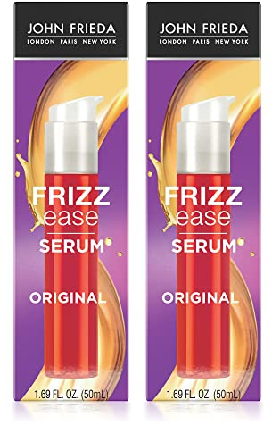 John Frieda Frizz Ease Original Hair Serum, Protecting Against Frizz, Heat, and Humidity While Adding Shine, Hydratesand Smooths Hair with Argan, Coconut, and Moringa Oil, 1.69 Oz, Pack of 2