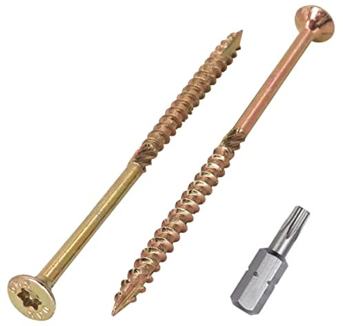 SKIR'CO (150 pezzi) universale in acciaio zincato 4,0 x 80 mm viti per legno gialle, testa svasata, testa torx, tipo 17, viti per truciolare