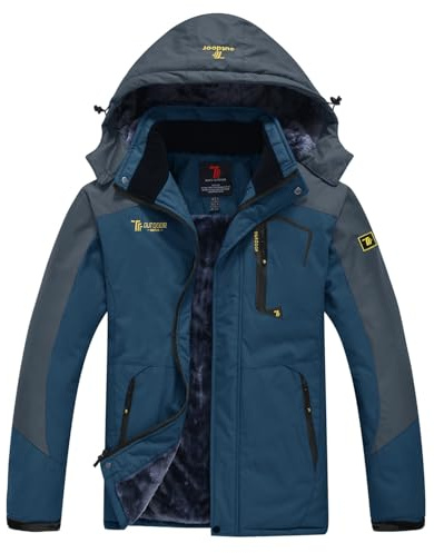 YSENTO Herren Skijacke Winterjacke Softshelljack Wasserdicht Warm Gefüttert Outdoor Funktionsjacke mit Abnehmbarer Kapuze