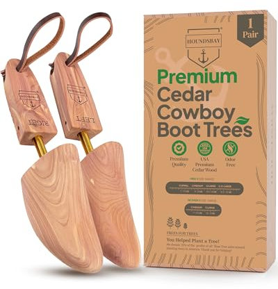 HOUNDSBAY Cowboy Boot Trees, Cedar Western Boot Tree for Men & Women, Shoe Tree for Boots, Boot Stretcher & Shaper, Cedar, Women's Medium = 7-9.5 US