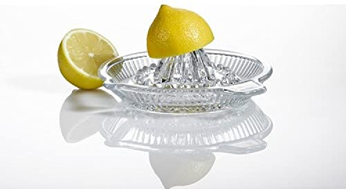 DUHALINE Exprimidor de limón, exprimidor portátil, escariador de cristal, exprimidor manual con mango y boquilla para zumo fresco, naranja lima, vidrio transparente pesado