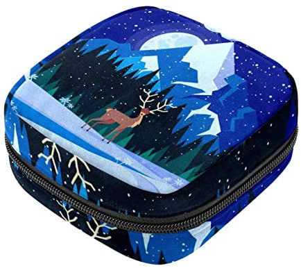 Sanitary Napkin Storage Bag, Feminine Product Pouches Portable Period Kit Bag for Girls Women Ladies Winter Landscape