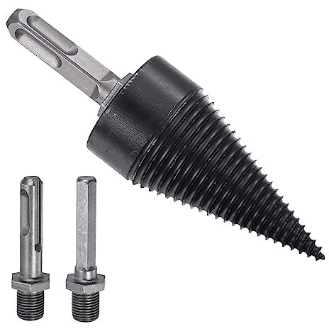 PATIKIL 42mm Firewood Log Splitter Drill Bit, 4Pcs/1Set Removable Drill Bits Electric Drills Screw Cone Driver with Drill Shafts for Home