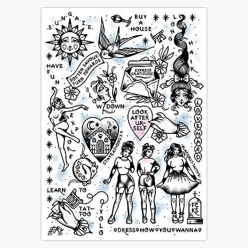 Goals, Ideals and Values Cute Traditional Flash Tattoo Sticker Vinyl Waterproof Sticker Decal Car Laptop Wall Window Bumper Sticker 5