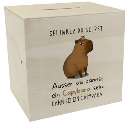 Sei Immer du selbst - ausser du Kannst EIN Capybara Sein Spardose aus Holz EIN lustiges Sparschwein für Capy Fans Spardose aus Holz mit Spruch lustige Capybara Sparbüchse zum