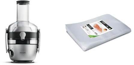 Philips Avance Collection Entsafter für Obst und Gemüse & CASO Strukturbeutel 30 x 40 cm / 50 Folienbeutel