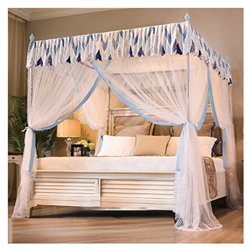 4-Ecken-Pfosten-Himmelbett-Vorhang mit gemütlichem Vorhang, quadratisches Netz, 3 Öffnungen, Moskitonetz, Prinzessin, Schlafzimmer-Dekoration (Farbe: A, Größe: 1,8 x 2,0 m)