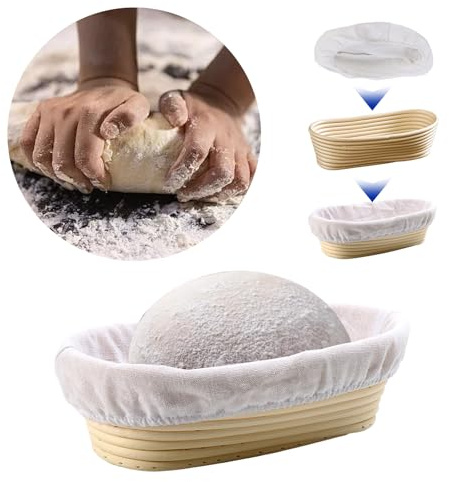 6pcs White Linen Liner Cloth Cover Fit 8 9 10 11 Oval Rattan Banneton Bread Proofing Basket (Oval Size)