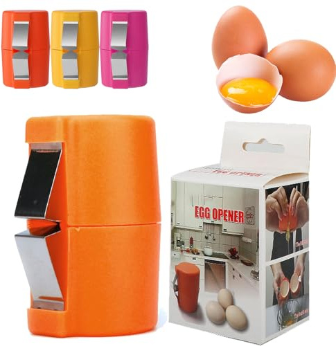 Egg Cracker, Stainless Steel Egg Opener, Easy No-Mess - Dishwasher Safe (1, Orange)