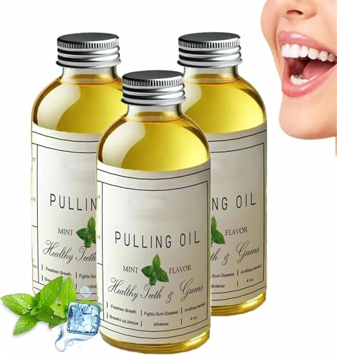 Organic Coconut Oil Pulling, Pure Organic Coconut Oil Pulling 4 oz Mint Flavor, Fresh Breath & Whitening Mouthwash, Cocofresha Pulling Oil for Teeth and Gums (3 Pcs)