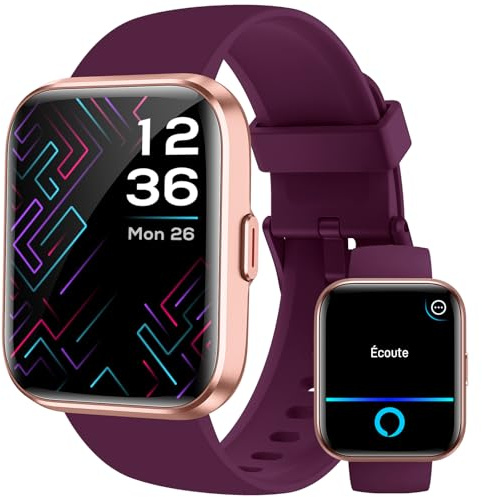 Woneligo Smartwatch Damen Herren mit Telefonfunktion, 1.8 Schrittzähler Uhr mit Alexa,24H Herzfrequenz,SpO2,Schlaf,IP68 Wasserdicht, 100+ Sportmodi Fitnessuhr Damen (Tiefviolett, 1.8)