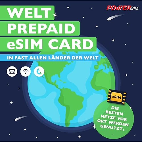 Prepaid-SIM-Karte für Fast weltweite Nutzung, Beste Netze vor Ort (10 GB eSIM 20 Tage)