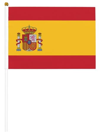 BBEXJIGY Kleine spanische Flagge, bedruckte Handflagge, Party-Dekorationen, doppelseitige Handwellenflagge