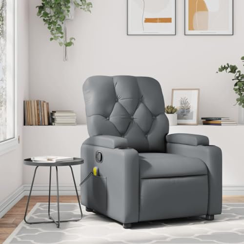 IKAYAA Fernsehsessel mit Liegefunktion Massagesessel Relaxsessel Massage Sessel mit Massagefunktion Relaxliege Verstellbar Liegesessel Kunstleder Bequem Massagestuhl Wohnzimmer