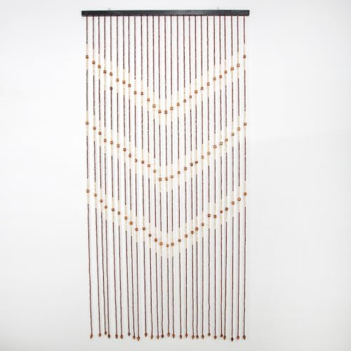 CHZIMADE Beaded Door Curtain Bamboo Wooden Fly Curtain Screen 27 Lines String Bead Curtain for Doorway 175x90CM