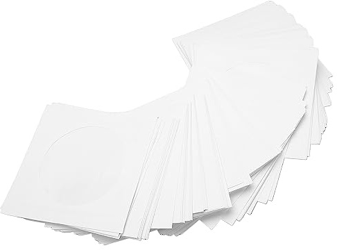 100 Pack Premium CD DVD Sleeves, Thick Non Woven Material Double Sided Refill, Suitable for Approx 3.15in Miniature Disc, for CD and DVD Storage Binders Disc Case