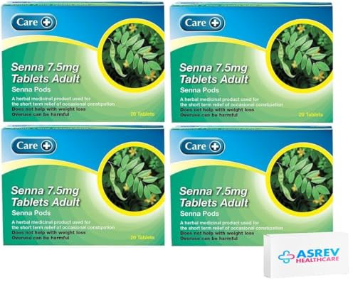 4X Senna 7.5mg 20 Tablets - Constipation Relief Natural Laxatives Laxative (Four Packs)