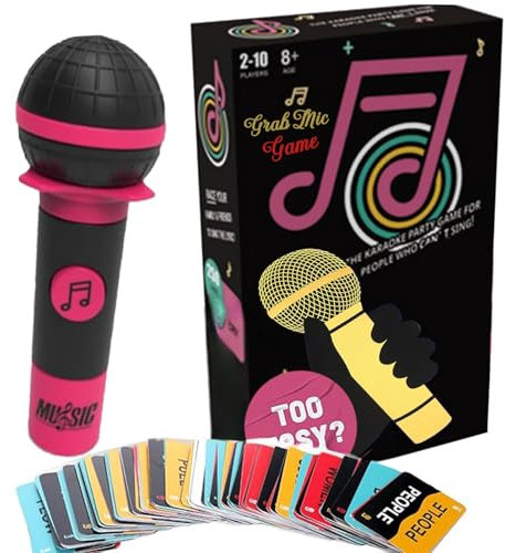 Prendi Microfono Gioco, Gioco Microfono Karaoke, Divertente Gioco da Tavolo per Tutta la Famiglia I Gioco di Carte I 2-10 Giocatori I per Amanti Della Musica I Giocos di Società per li Amici