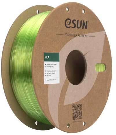 eSUN Klarer PLA Filament 1,75 mm, transparenter 3D-Druck-Filament 1KG Spule (2,2 LBS) für 3D-Drucker, Transparentes Grün