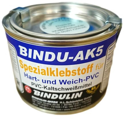 PVC Kleber Bindulin AK5 mit Pinsel und Unterlage PVC Folien Kleber Poolkleber Reparatur Kleber (200g Kleber)