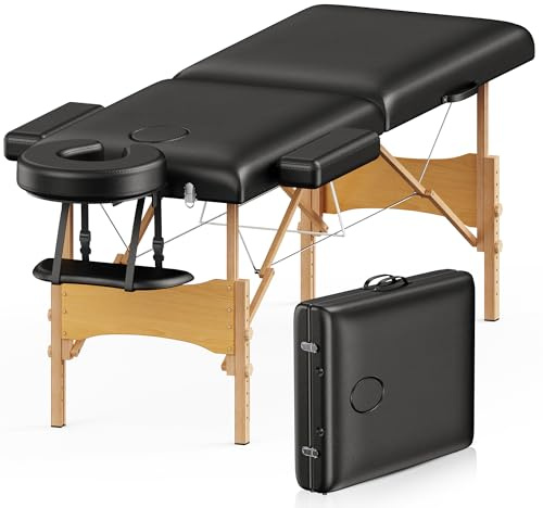 Brelley Mobile Massageliege Klappbar 2 Zone, Höhenverstellbare Professionelle Massagetisch mit Kopfstütze Armlehnen, Für Spa Salon Tattoo Schönheit