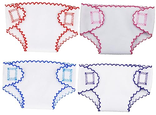Homoyoyo 4 Stück Wiederverwendbare Puppenwindeln Teiliges in Violett Rot Blau Waschbare Babypuppen-unterwäsche Robustes Zubehör Für Geschenke Und Frühe Pädagogische Nutzung