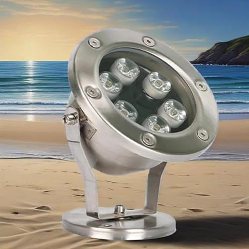 Foco De Haz LED - Lámpara LED Subacuática Para Piscina, Luces De Paisaje Giratorias De 12V, Luz De Fuente LED Sumergible, Luz De Estanque De Acero Inoxidable RGB Resistente Al Agua IP68(Warm White,15W