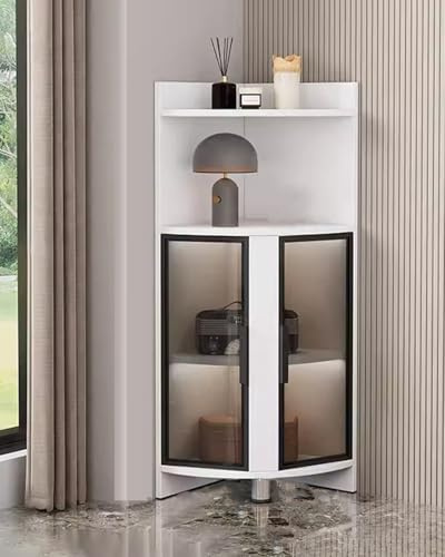 Eck-Vitrine aus Glas mit Lichtern – freistehendes Curio-Regal für Bücher, Figuren und Organizer – stilvolle Aufbewahrungslösung für Schlafzimmer und Büro