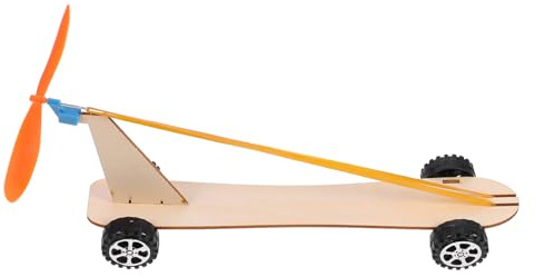 ZUNOXAZ Windbetriebenes Holzauto Bausatz mit Gummiband Mechanismus Lernspielzeug für Ab Jahren Wissenschaft Experiment DIY Holz Windrad Fahrzeug