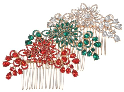 Homoyoyo 3pcs Wedding Hair Comb Rhinestone Flower and Leaf Design Bridal Hair Accessories for Bride Bridesmaids Elegant Clips Women