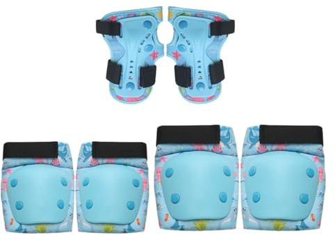Juego de 6 piezas de equipo de protección para niños y niñas de 3 a 8 años, incluye rodilleras, coderas, protectores de mano