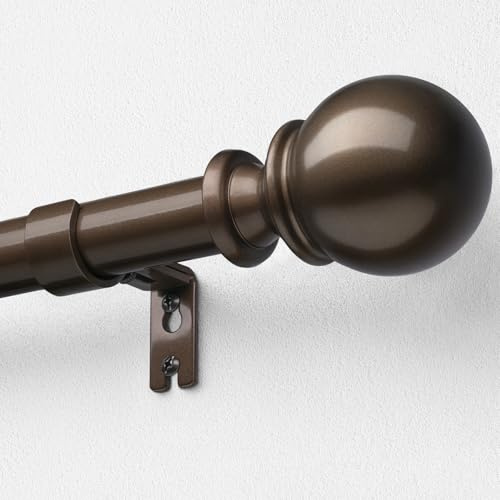DEFYNEE Gardinenstange Bronze, 80-305cm Vorhangstange Ø25 mm | Ausziehbar, Decken- & Wandmontage, max. 15kg Tragkraft, für Wohnzimmer, Schlafzimmer, Garten, Innen- & Außenbereich